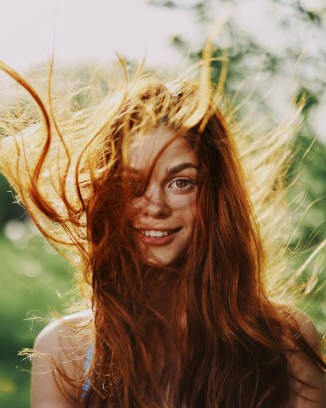 Windswept copper hair