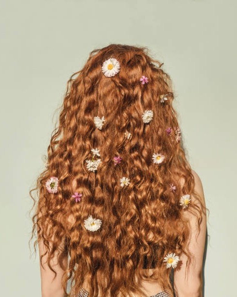 Copper waves dotted with flowers